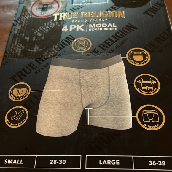True Religion ALL BLACK MODAL Boxer Briefs MEDIUM - Picture 7 of 7